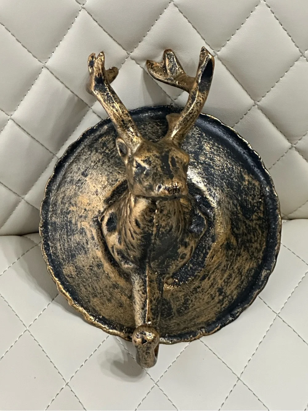 Brass rustic deer head wall hook vintage style